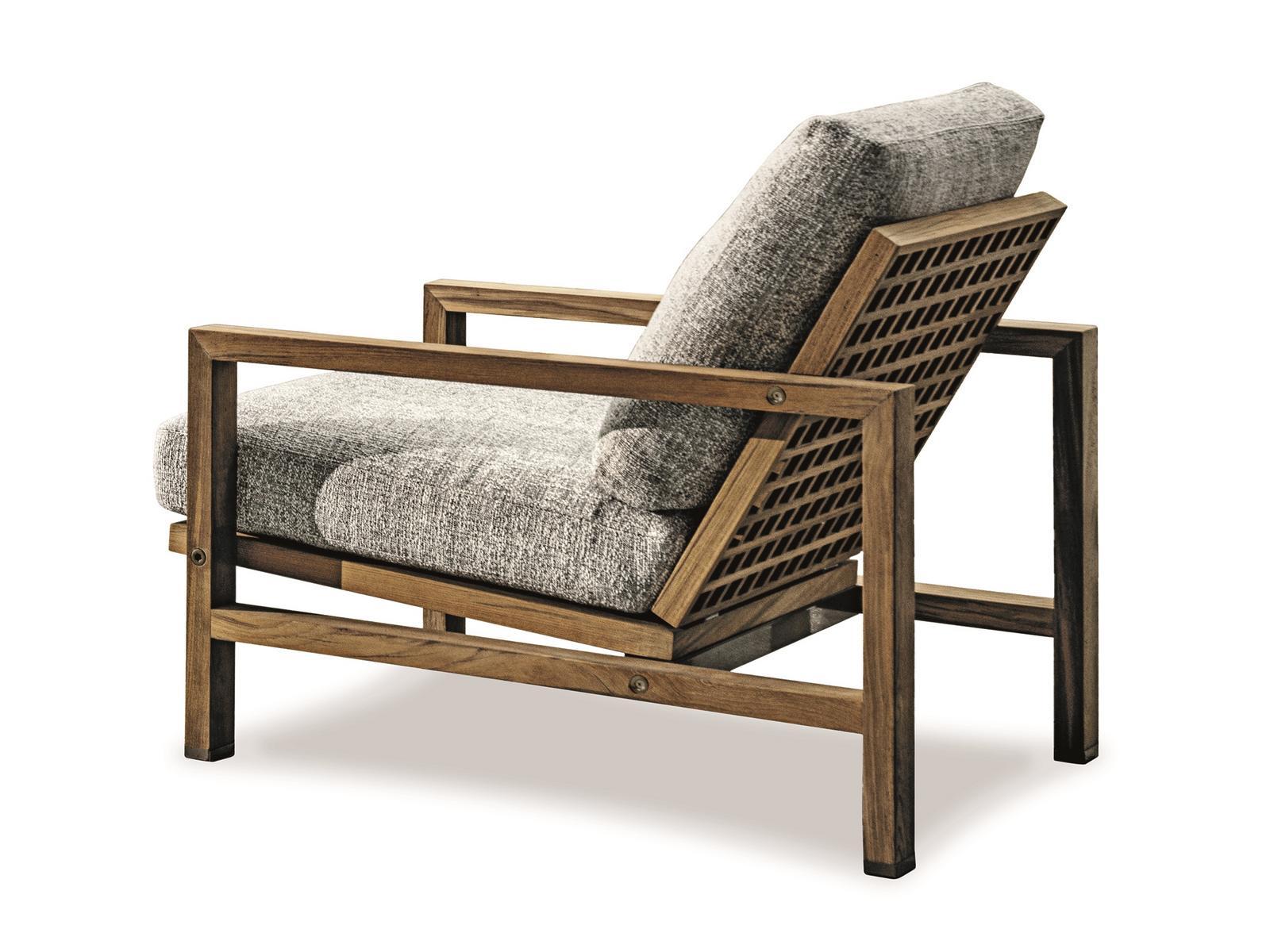 Teak garden armchair with armrests | Quadrado by Minotti