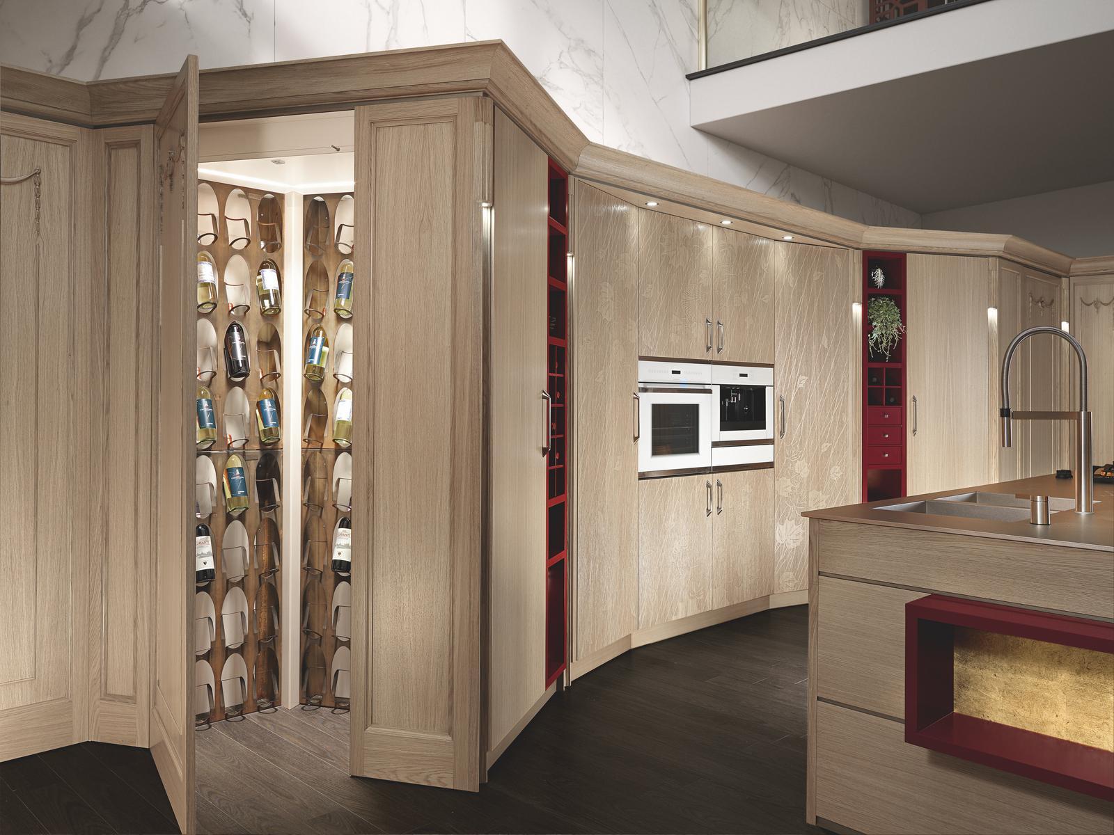 Custom oak kitchen with handles Martini interiors Aria