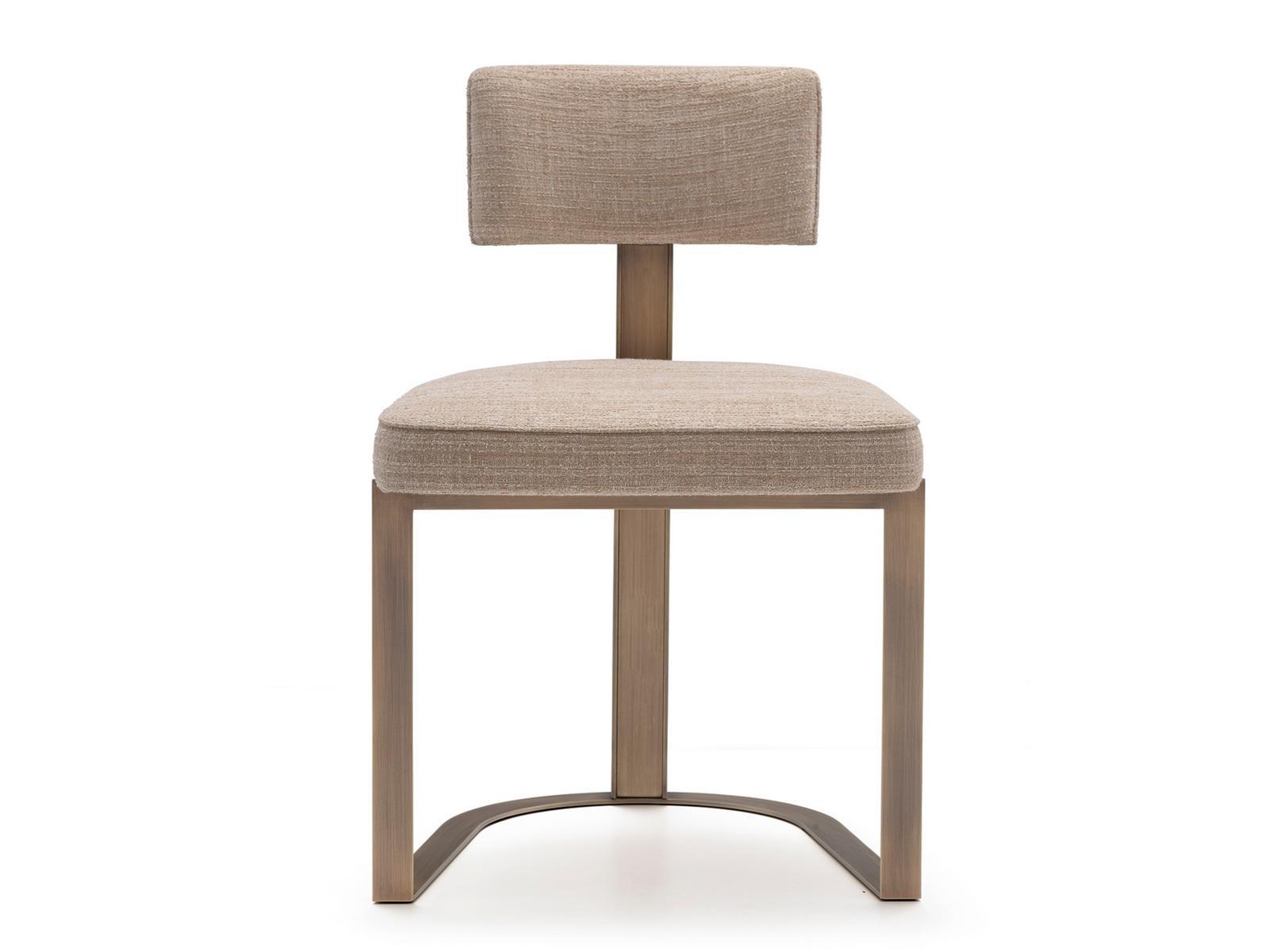 Upholstered fabric chair with burnished metal base | Sveva 6042b by Arcahorn