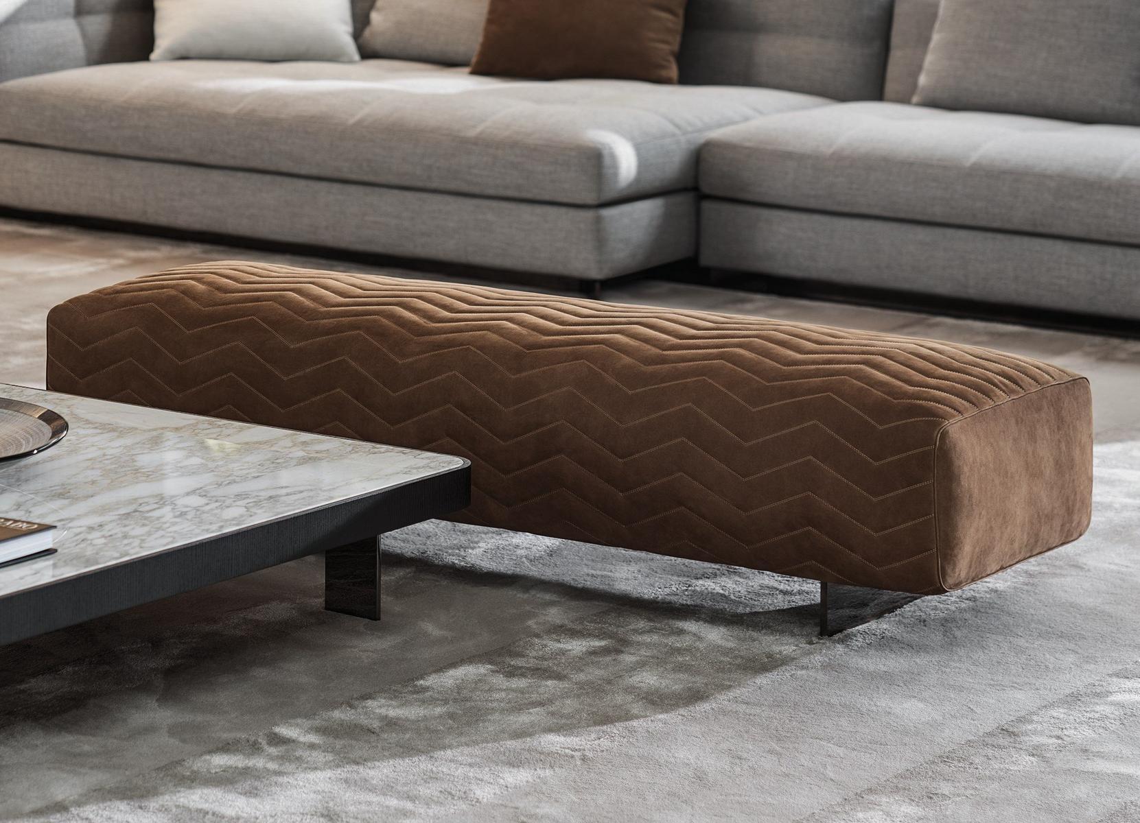 Rectangular leather pouf | Quincy Chevron by Minotti