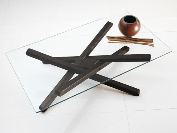Low wood and glass coffee table | Shangai by Riflessi