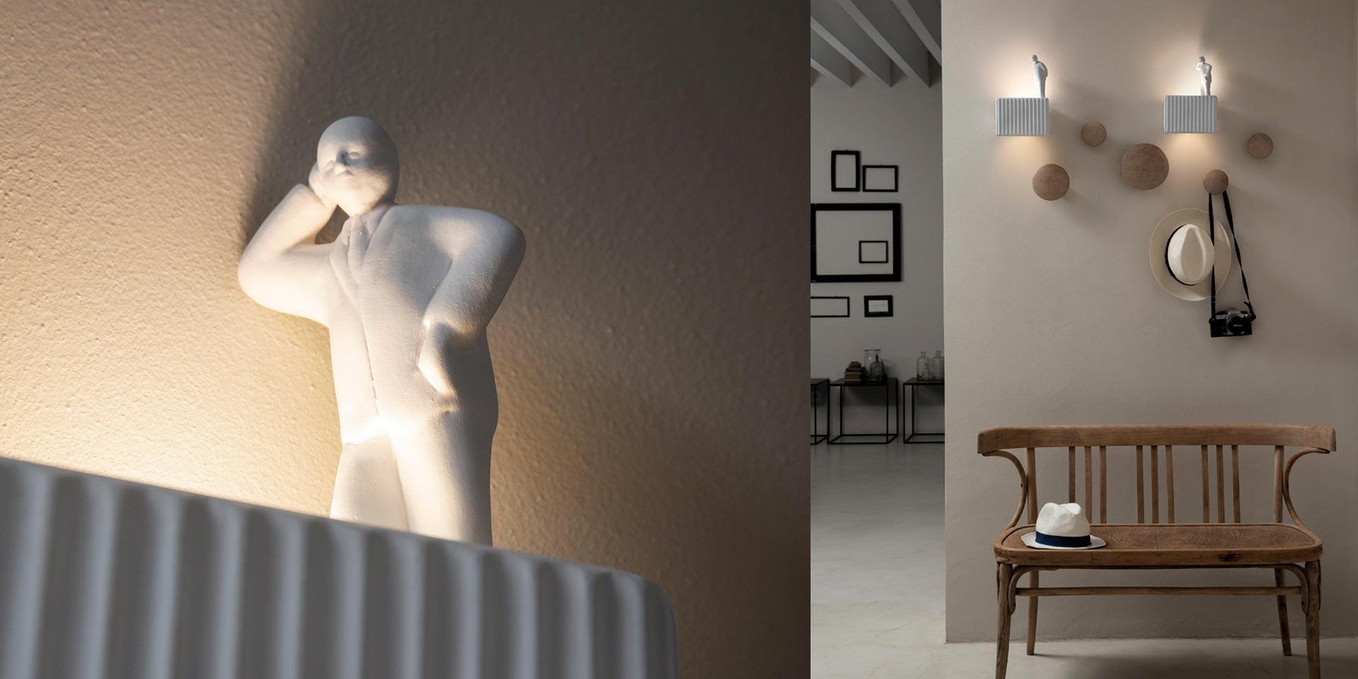 LED direct-indirect light ceramic wall light | Umarell by Karman