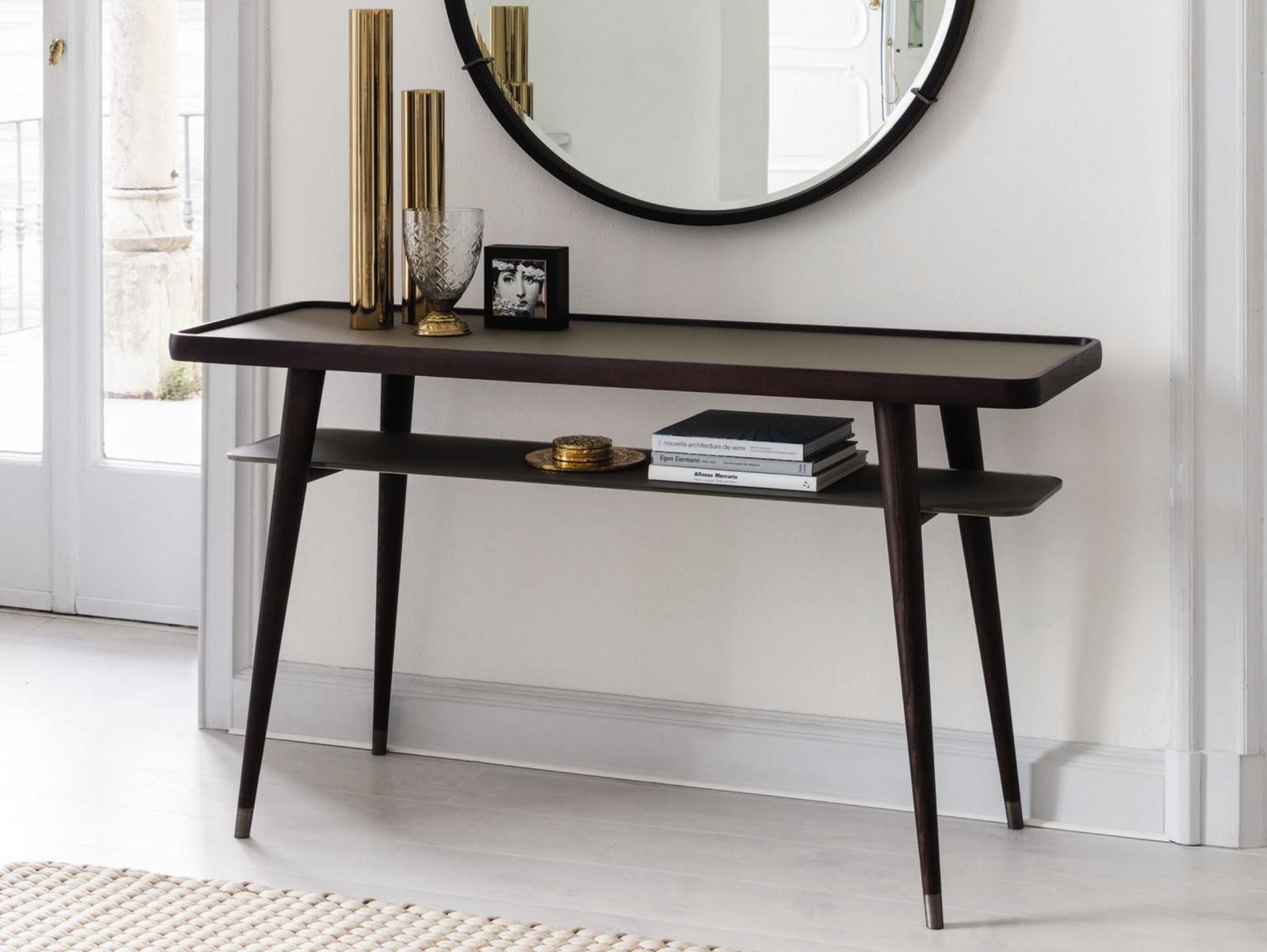 Rectangular ash console table with shelving | Chantal by Porada