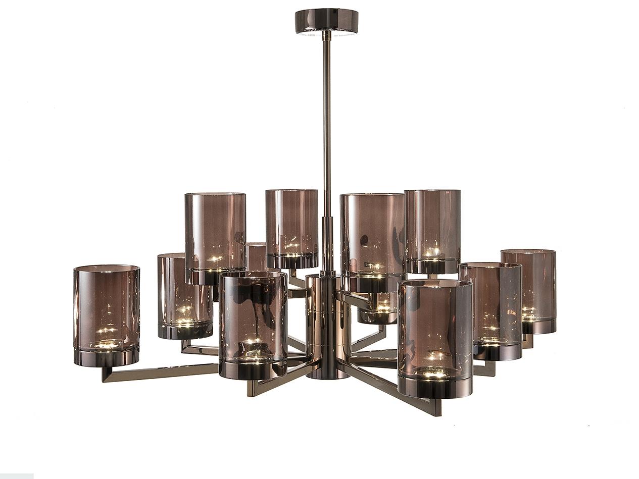 LED crystal chandelier with metal frame | Quarzo 725/8+4-l by Italamp