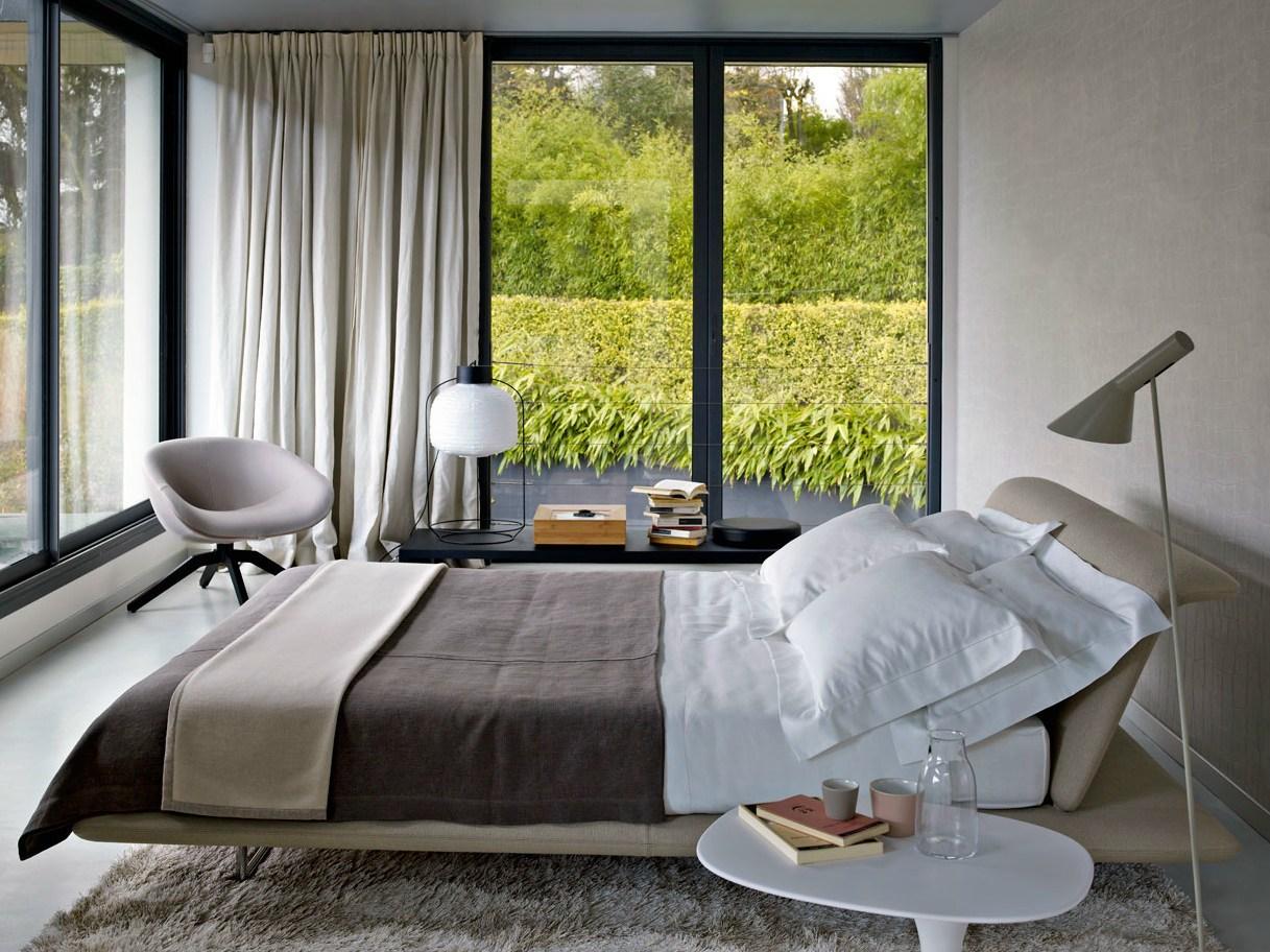 Fabric double bed with upholstered headboard | Siena by B&B Italia