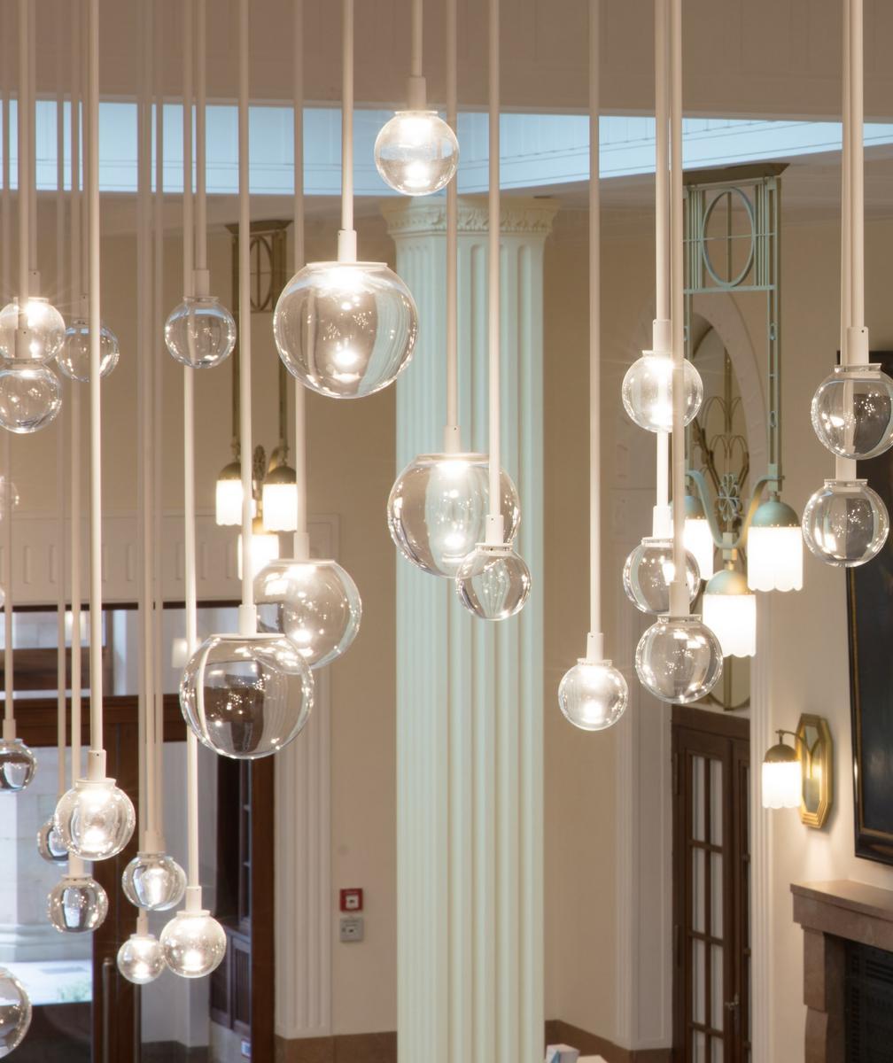 LED glass and aluminium pendant lamp | Bangster by Dark