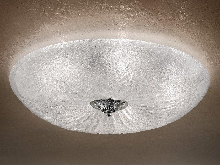 Incandescent marble grit ceiling light | Glass Ve 1115 Pl5 by Masiero