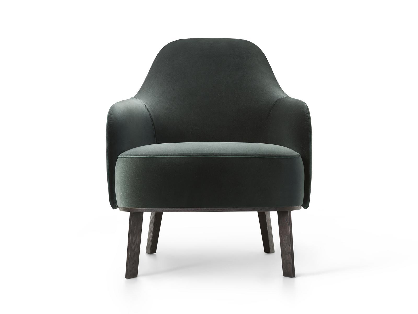 Upholstered leather armchair with armrests | Fantino by Lema