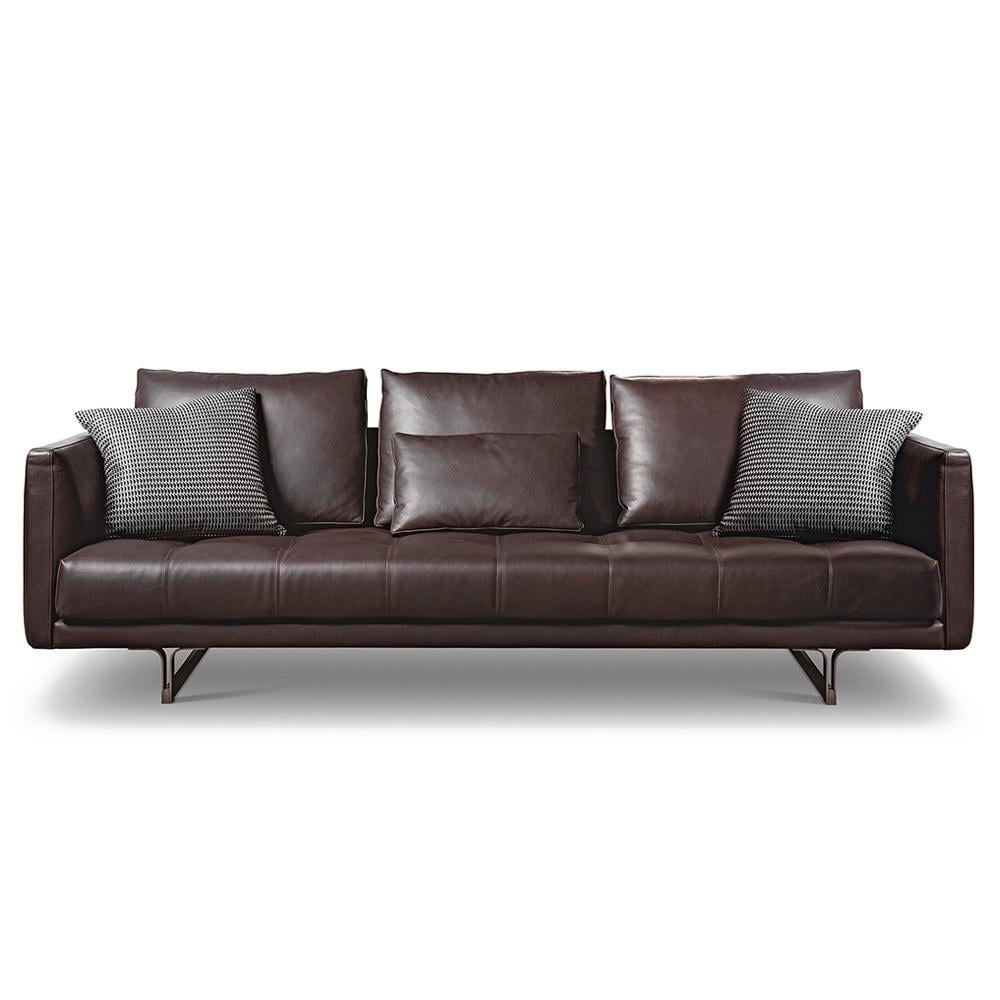 Sectional leather sofa with headrest in a contemporary style | Valery by Alberta Salotti