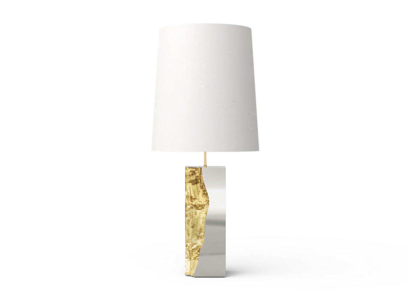 Table lamp with stainless steel base and brass details | Lapiaz by Boca Do Lobo
