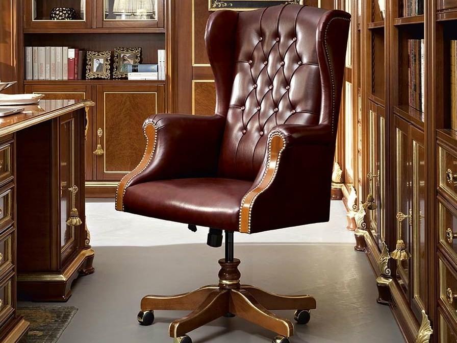 Swivel armchair with 5-spoke base with armrests | 13501 by Modenese Gastone