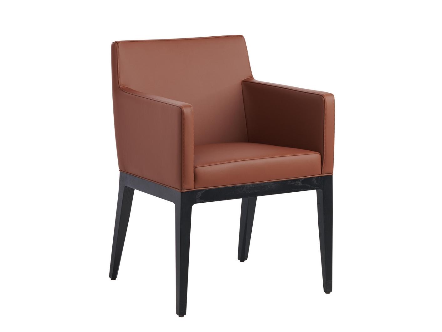 Upholstered leather chair with armrests | Greta by Potocco