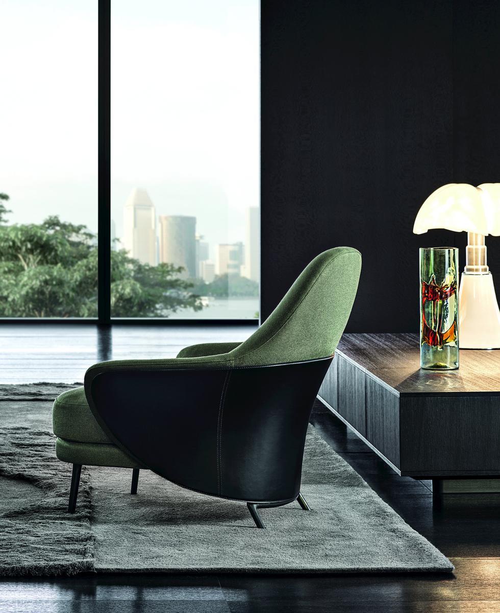 Fabric armchair with footstool | Angie by Minotti