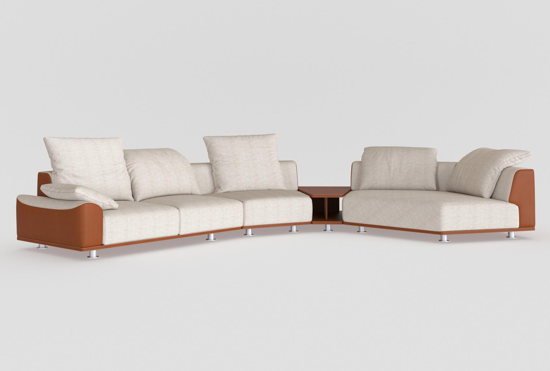 Sectional leather and fabric sofa | Grand Tour Ii by Mantellassi 1926
