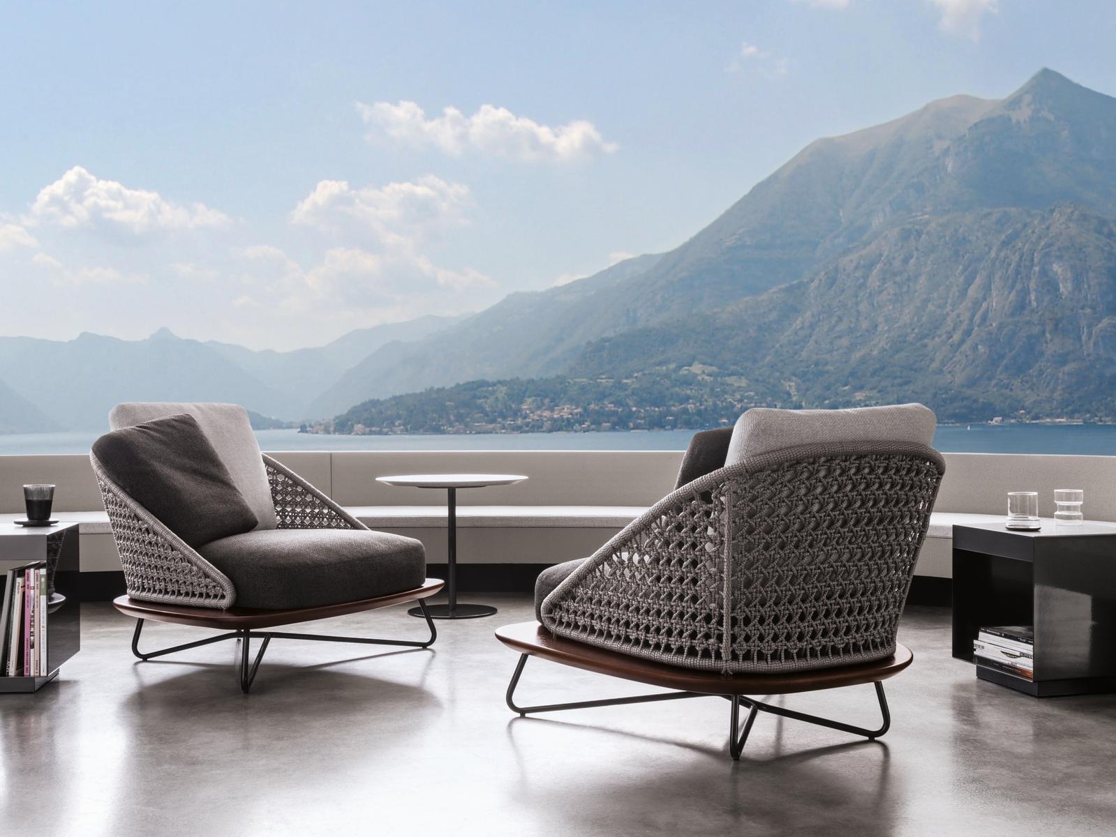Steel and wood armchair | Rivera Armchair by Minotti