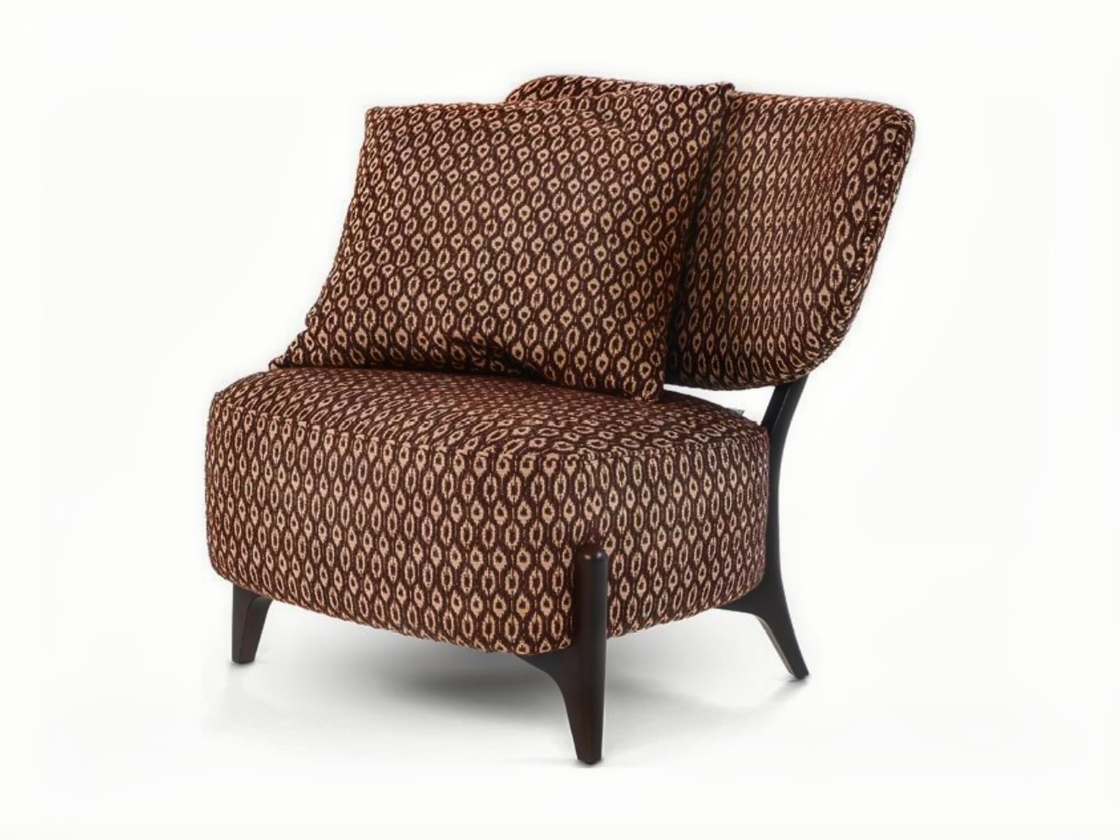 The 'Silla' armchair features a distinctive embracing backrest and sturdy external legs, offering both comfort and a stylized, Scandinavian-inspired design. | Silla by Calia Italia