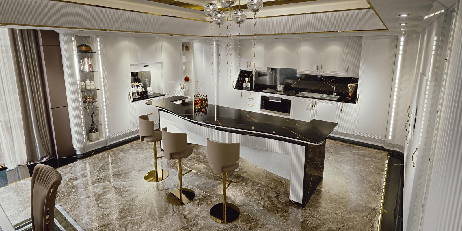 Lacquered kitchen with handles Brummel Diamond