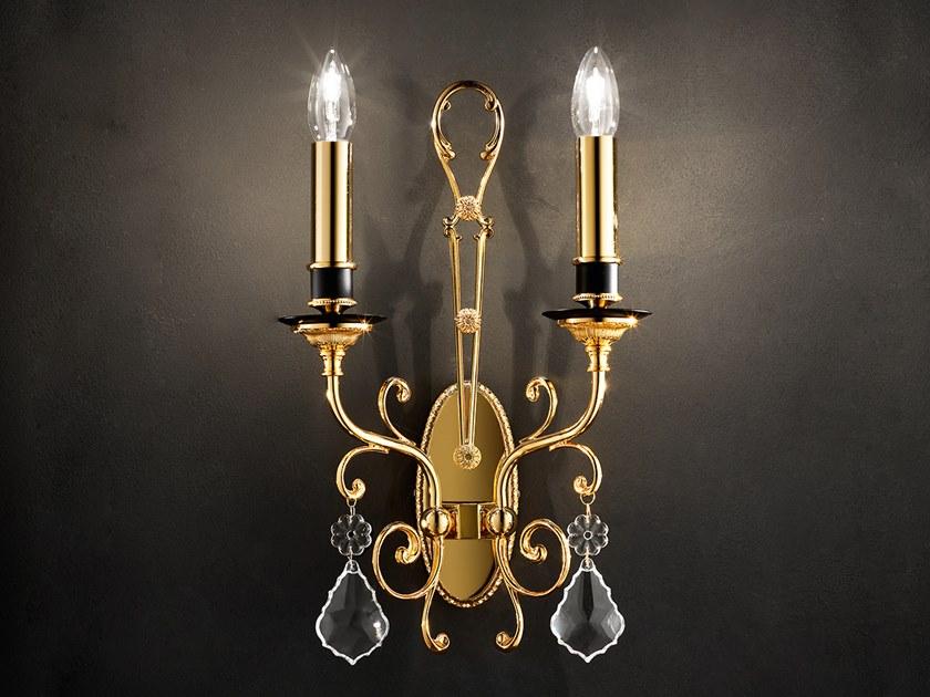 Incandescent brass wall lamp with crystals | Odessa A2 by Masiero