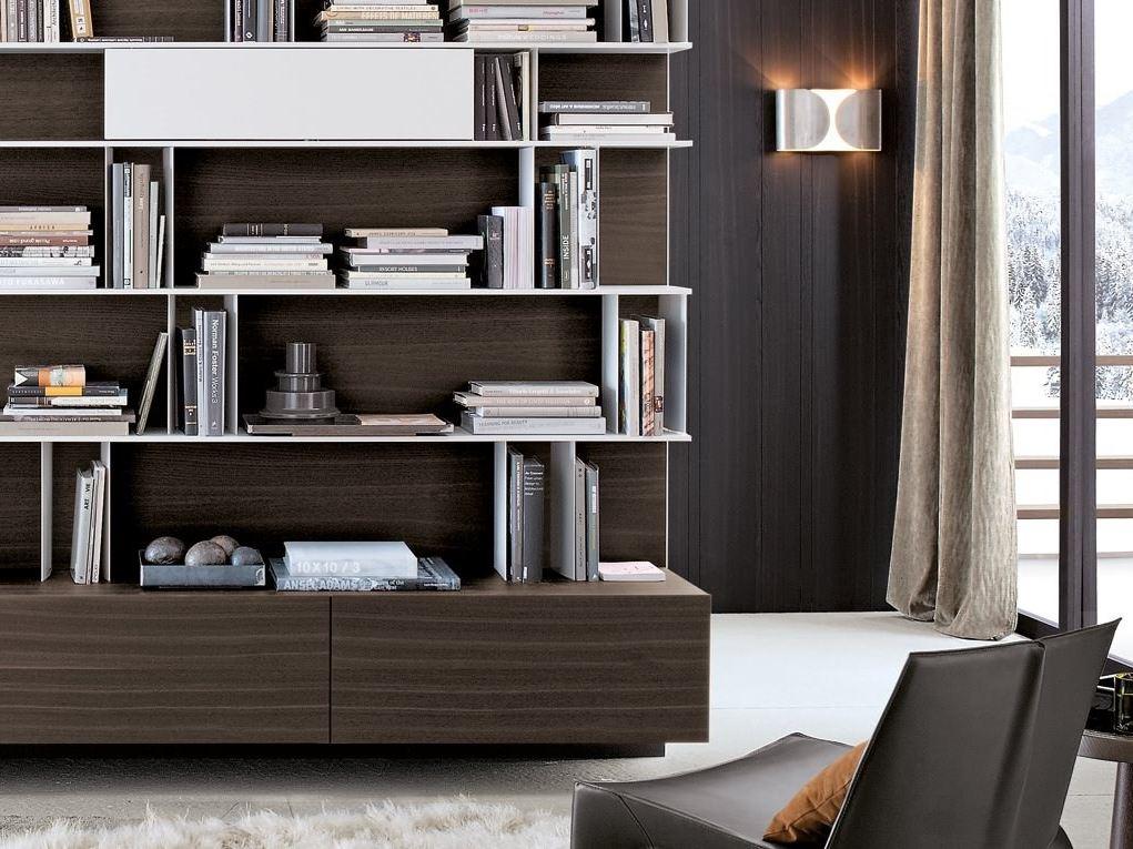 Modular wooden TV wall system | Skip by Poliform