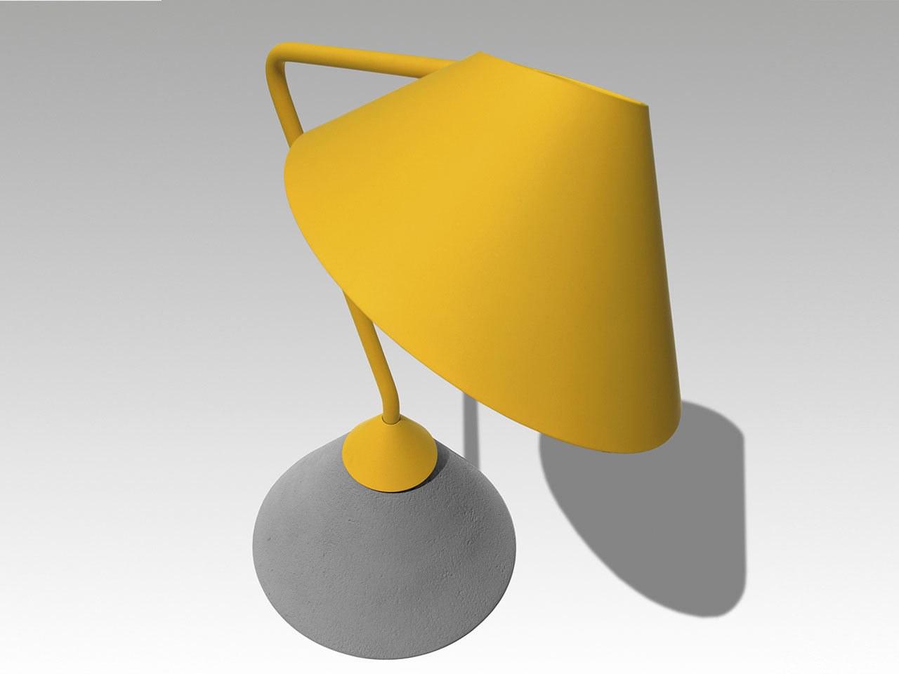 LED with swing arm metal table lamp with cement base | Flamingo by Italamp