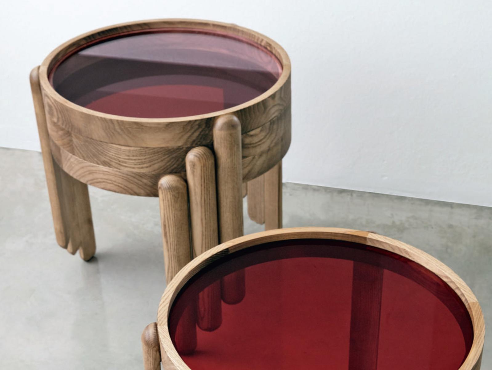 Stackable round ash coffee table | Trittico by Porada