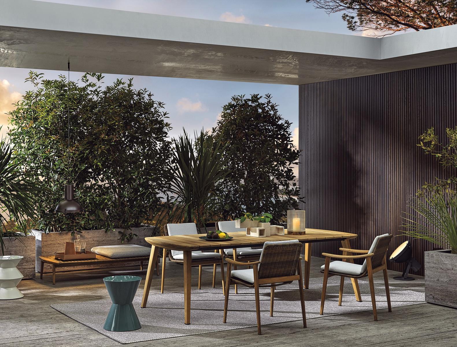 Teak garden chair with armrests | Fynn Outdoor by Minotti