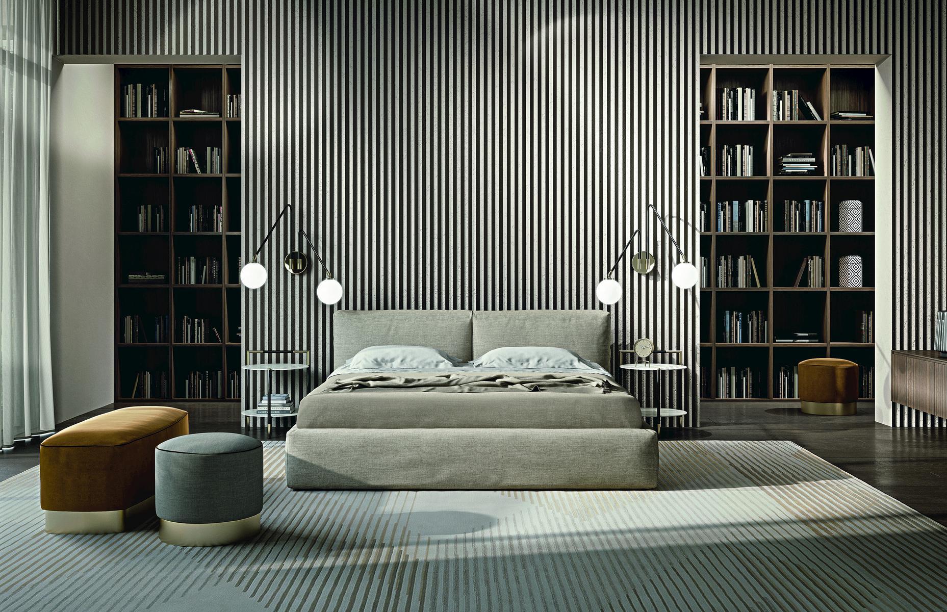 Fabric bed with removable cover with upholstered headboard | Cooper by Frigerio