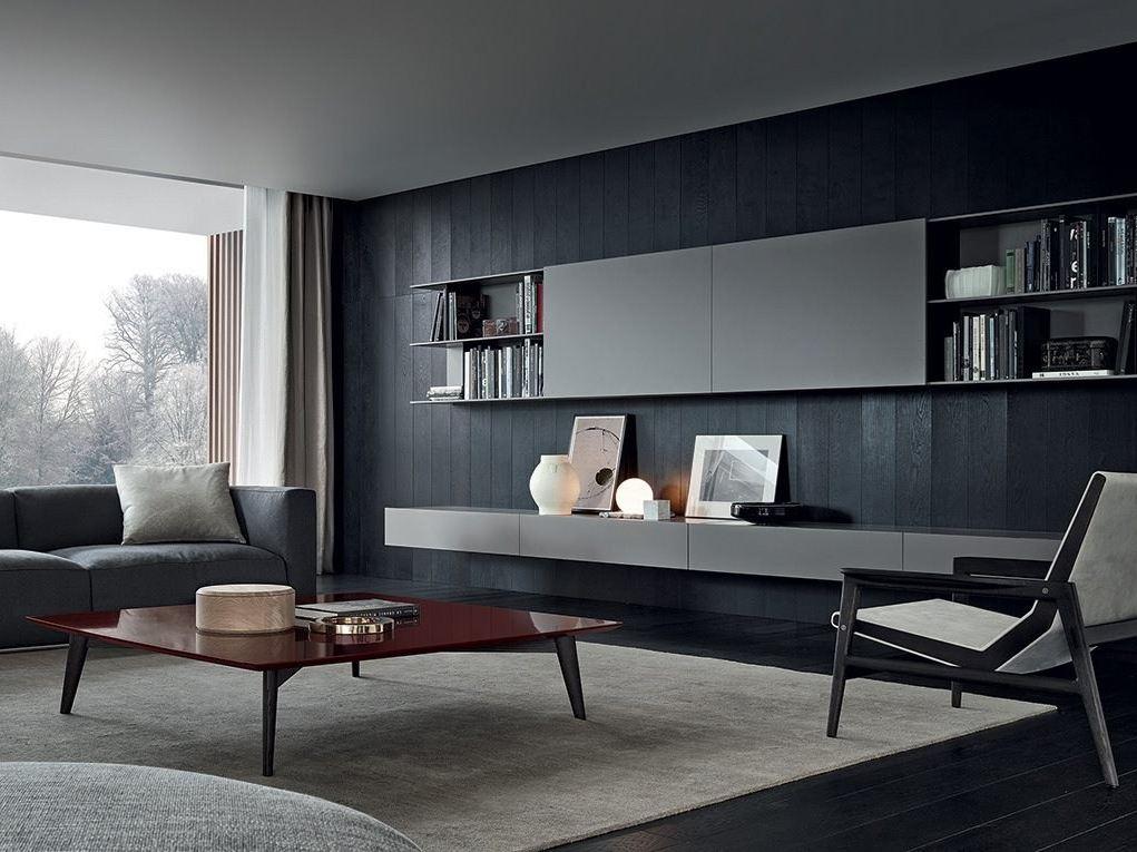 Modular wooden TV wall system | Skip by Poliform