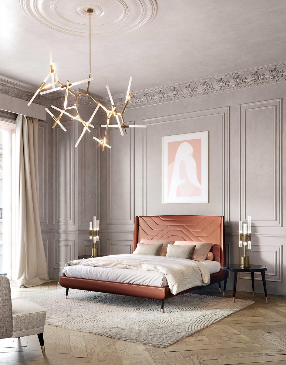 Fabric double bed with upholstered headboard | Amélie by Capital Collection