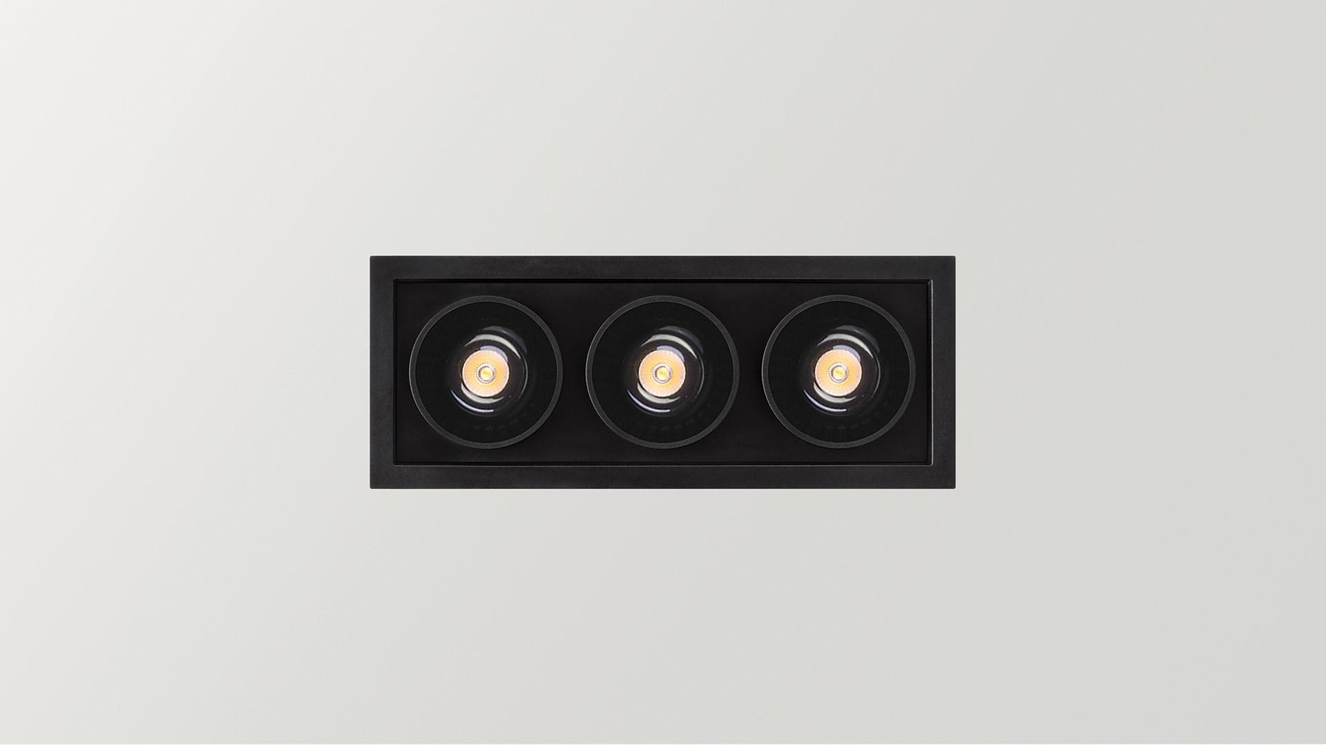 LED recessed multiple aluminium spotlight | Black Foster Recessed 3 by Arkoslight