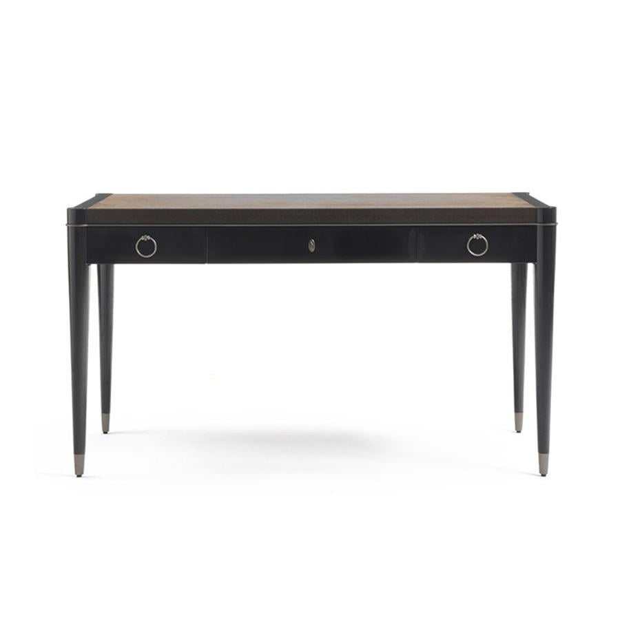 Rectangular leather writing desk with drawers | Ambra by Galimberti Nino