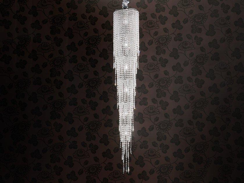 Halogen chrome plated pendant lamp with crystals | Impero & Deco Ve 825 S6 by Masiero
