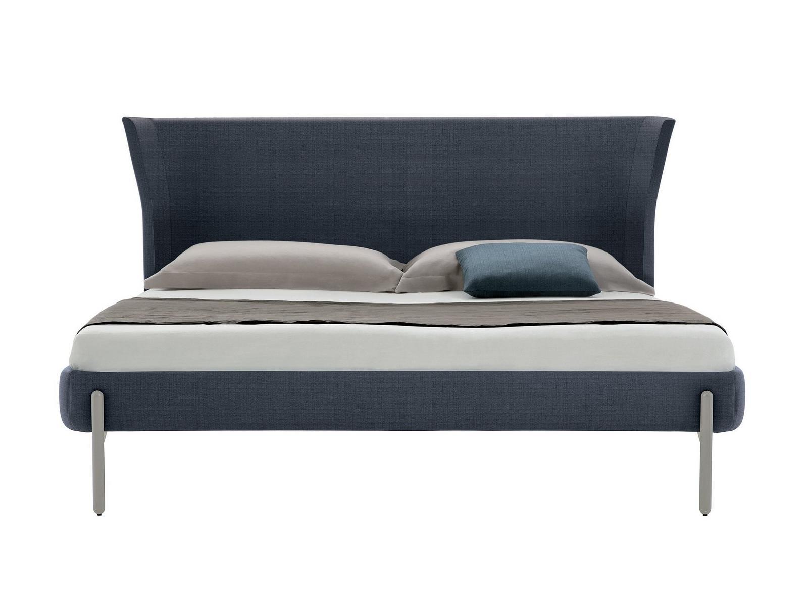 Fabric or leather double bed with high headboard | Greta by Zanotta