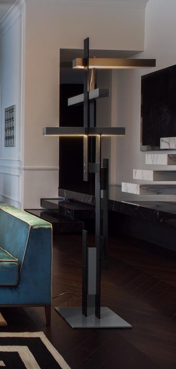 LED direct-indirect light floor lamp | Las - 376 by Oluce