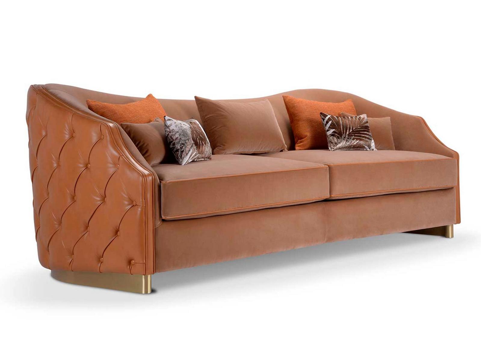 Tufted 3 seater leather sofa bed | Cleio by Domingo salotti