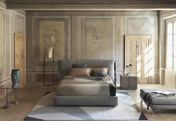 Upholstered double bed | Amal by Flou