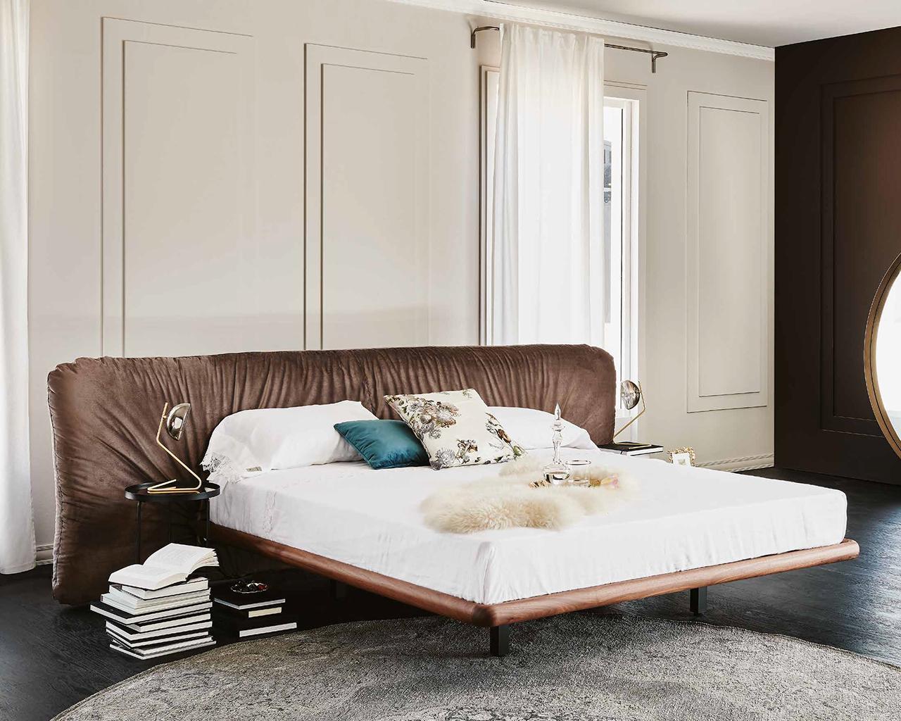 Leather bed with upholstered headboard | Marlon by Cattelan Italia