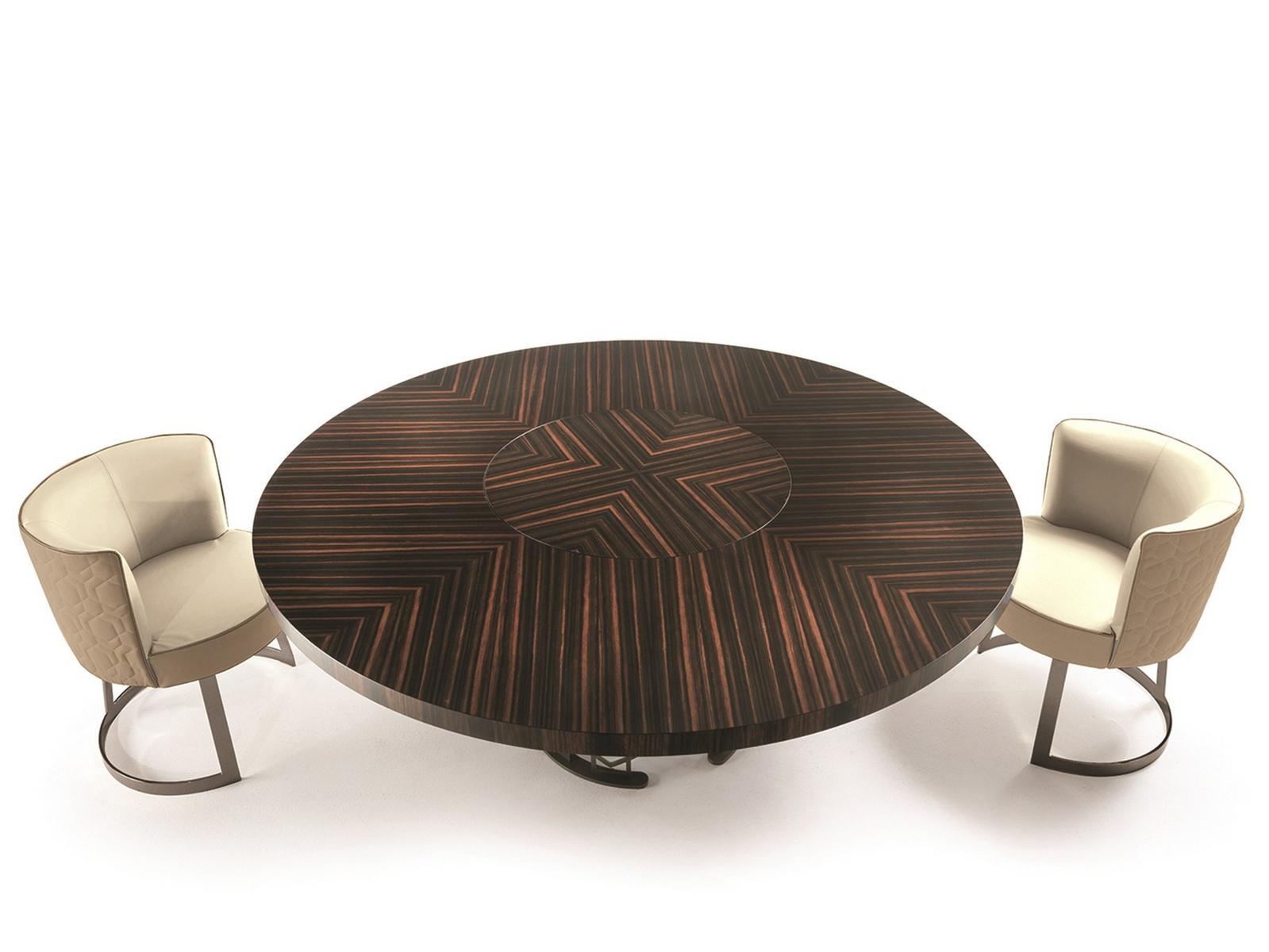 Round leather table | Clairmont by Longhi