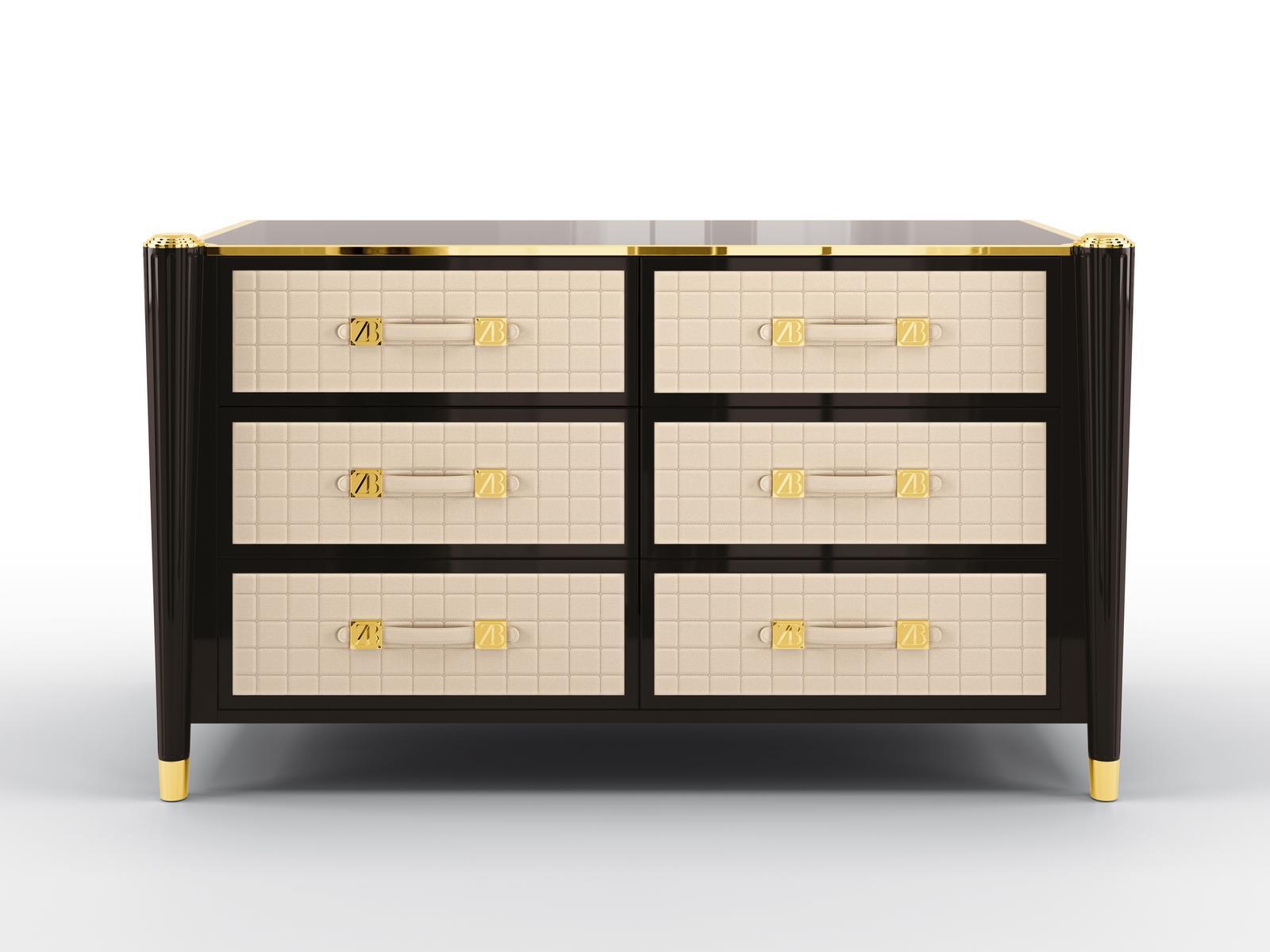 Solid wood chest of drawers with integrated handles | Remington by Bruno Zampa