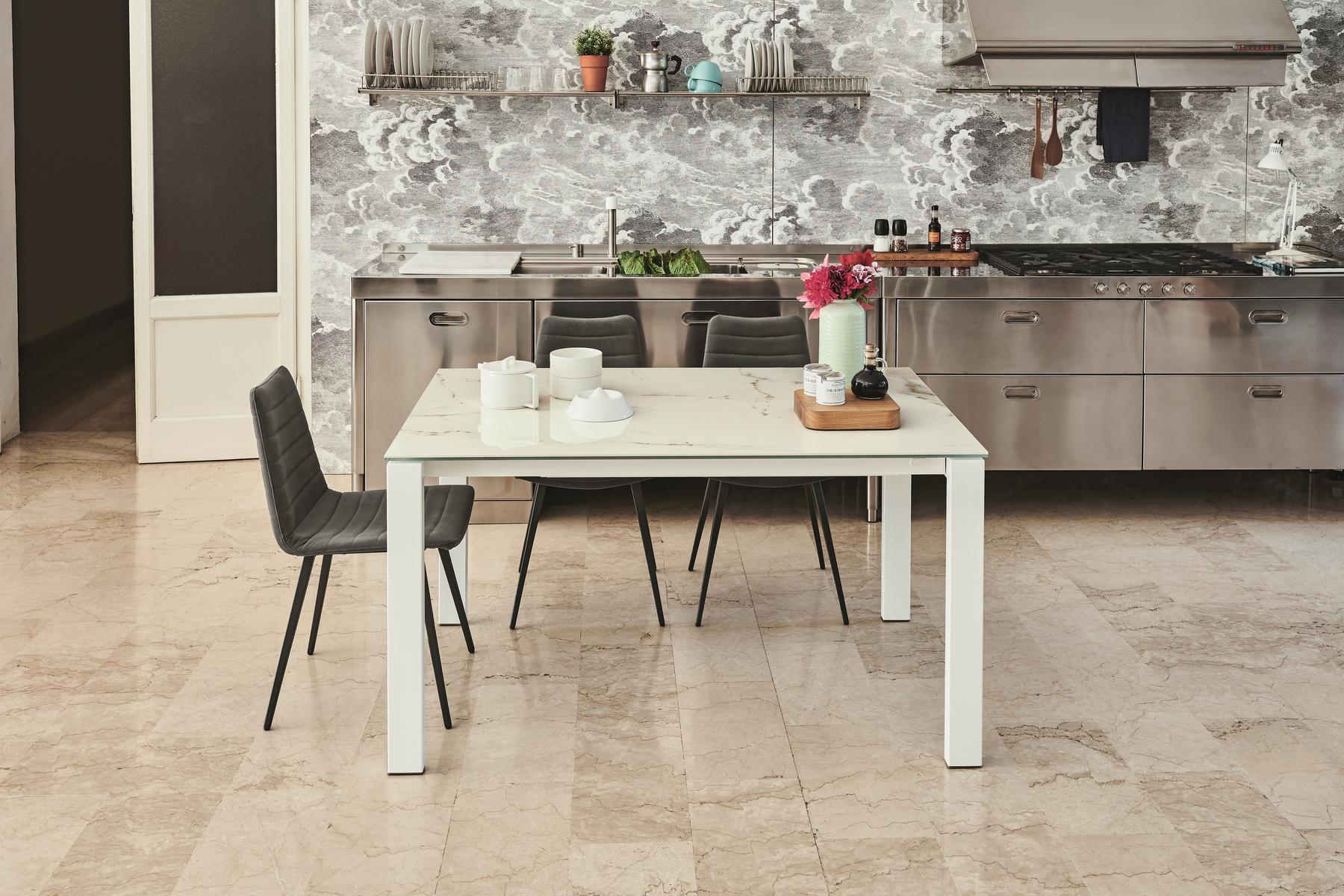 Extending rectangular steel and wood table | Badù by Midj