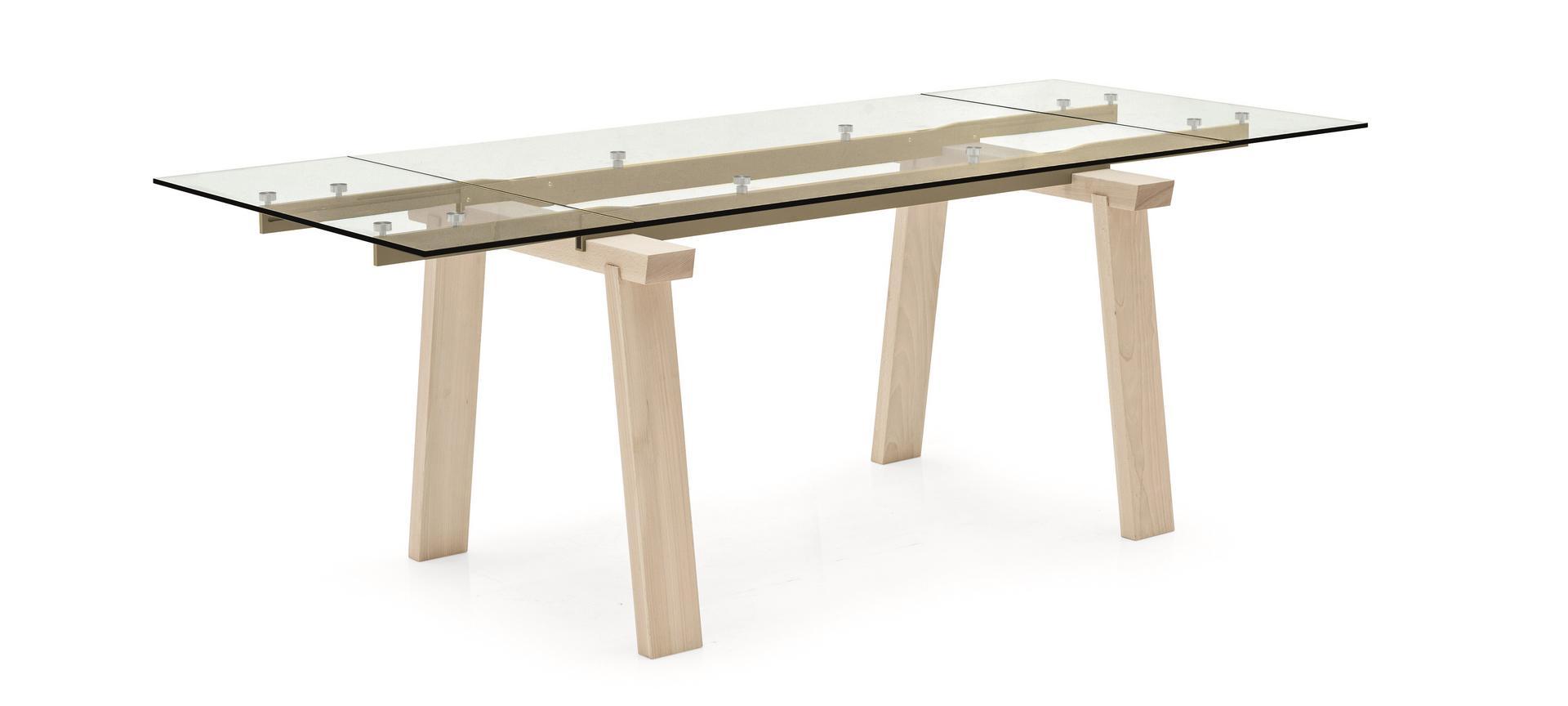 Extending rectangular wood and glass table | Levante by Calligaris