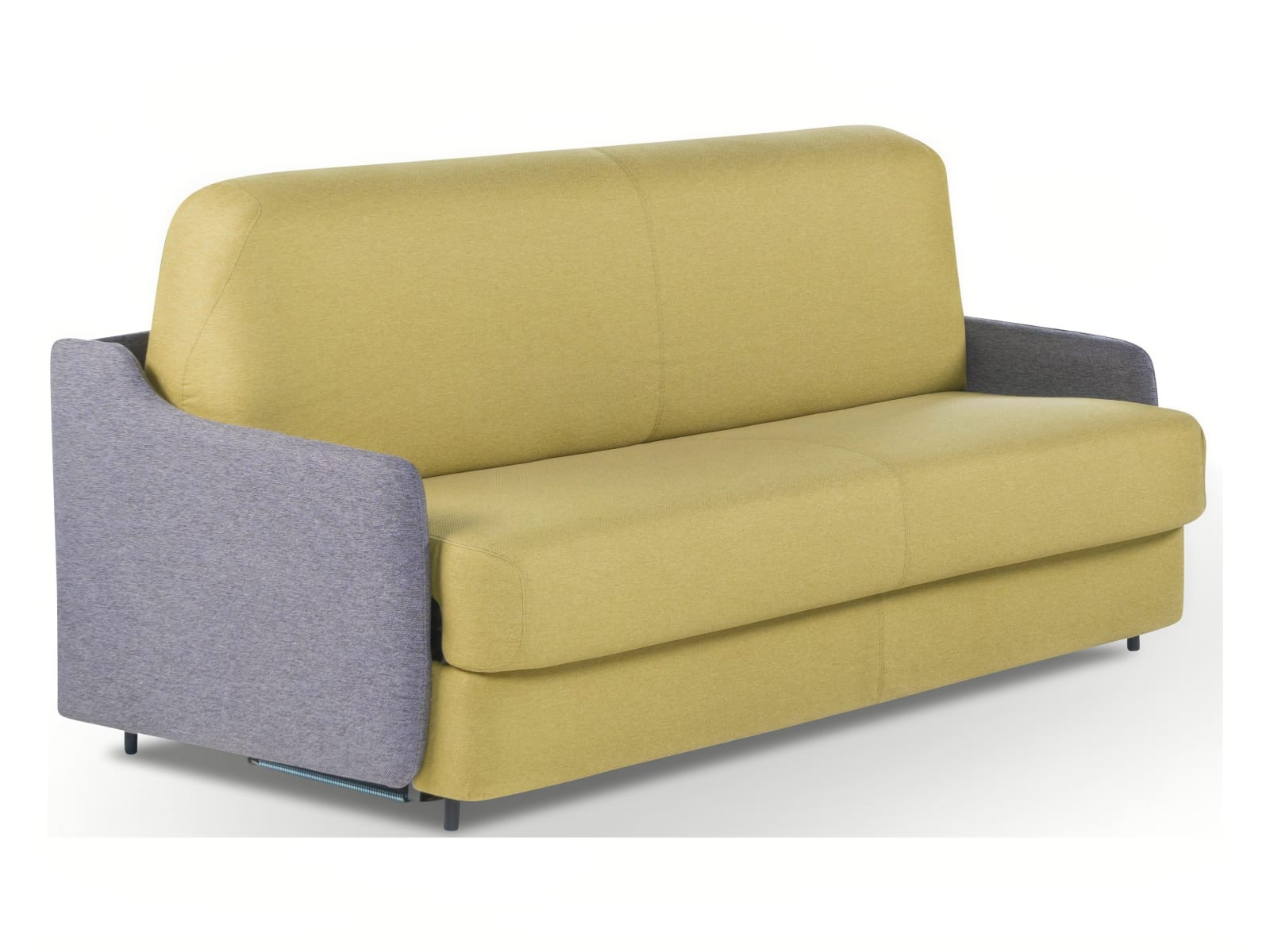 Modern, space-efficient sofa bed with easy transformation mechanism and comfortable 17 cm mattress in polyurethane or Memory foam, featuring slender armrests for added roominess. | Elodie by Calia Italia