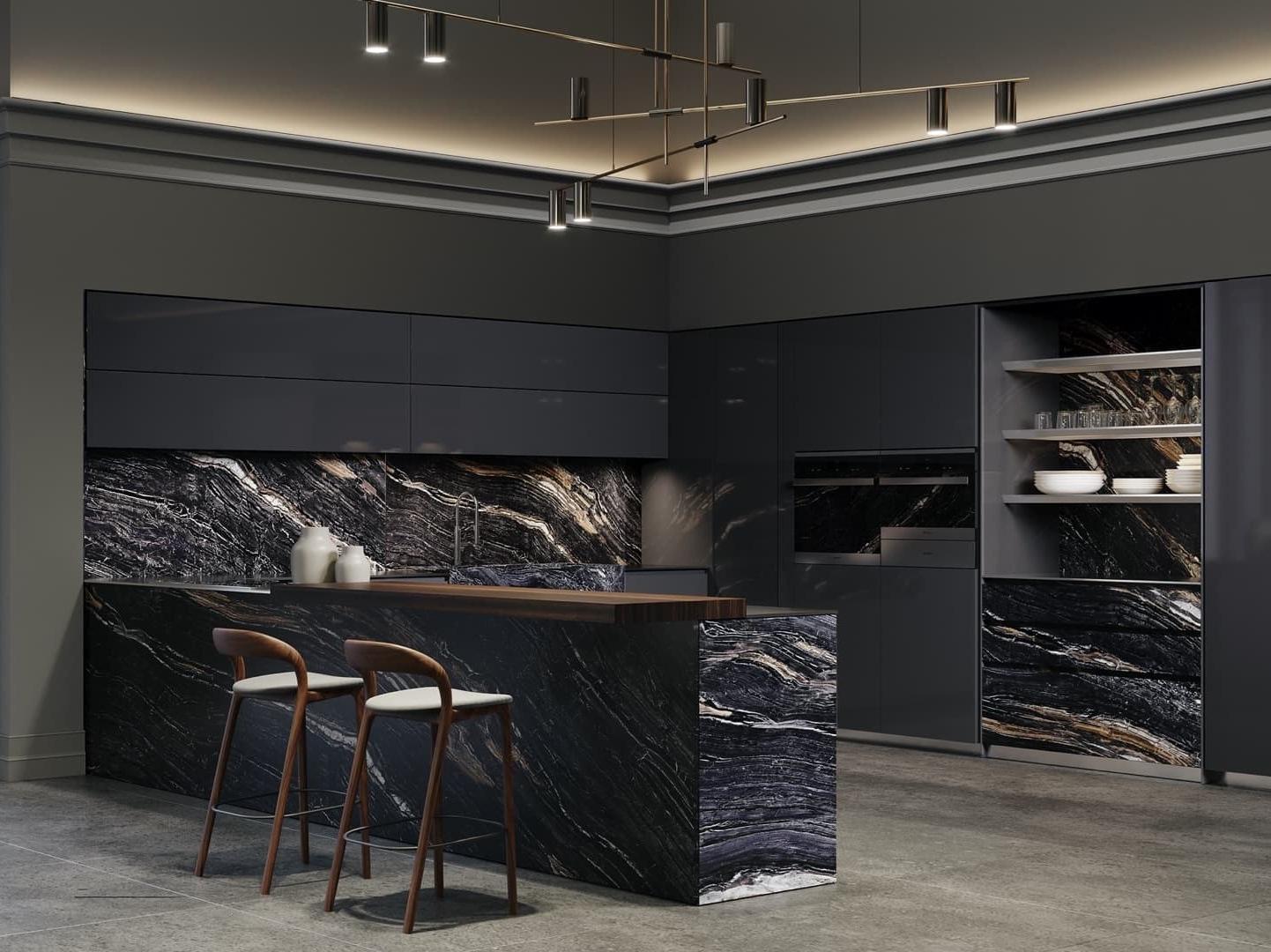 Kitchen with island with integrated handles Rossana Isøla