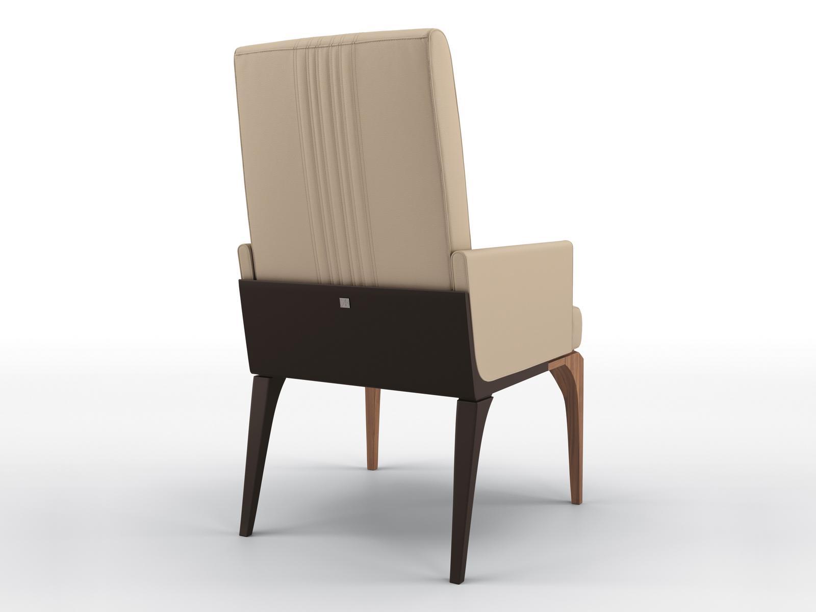 Upholstered leather chair with armrests | Sunrise by Bruno Zampa