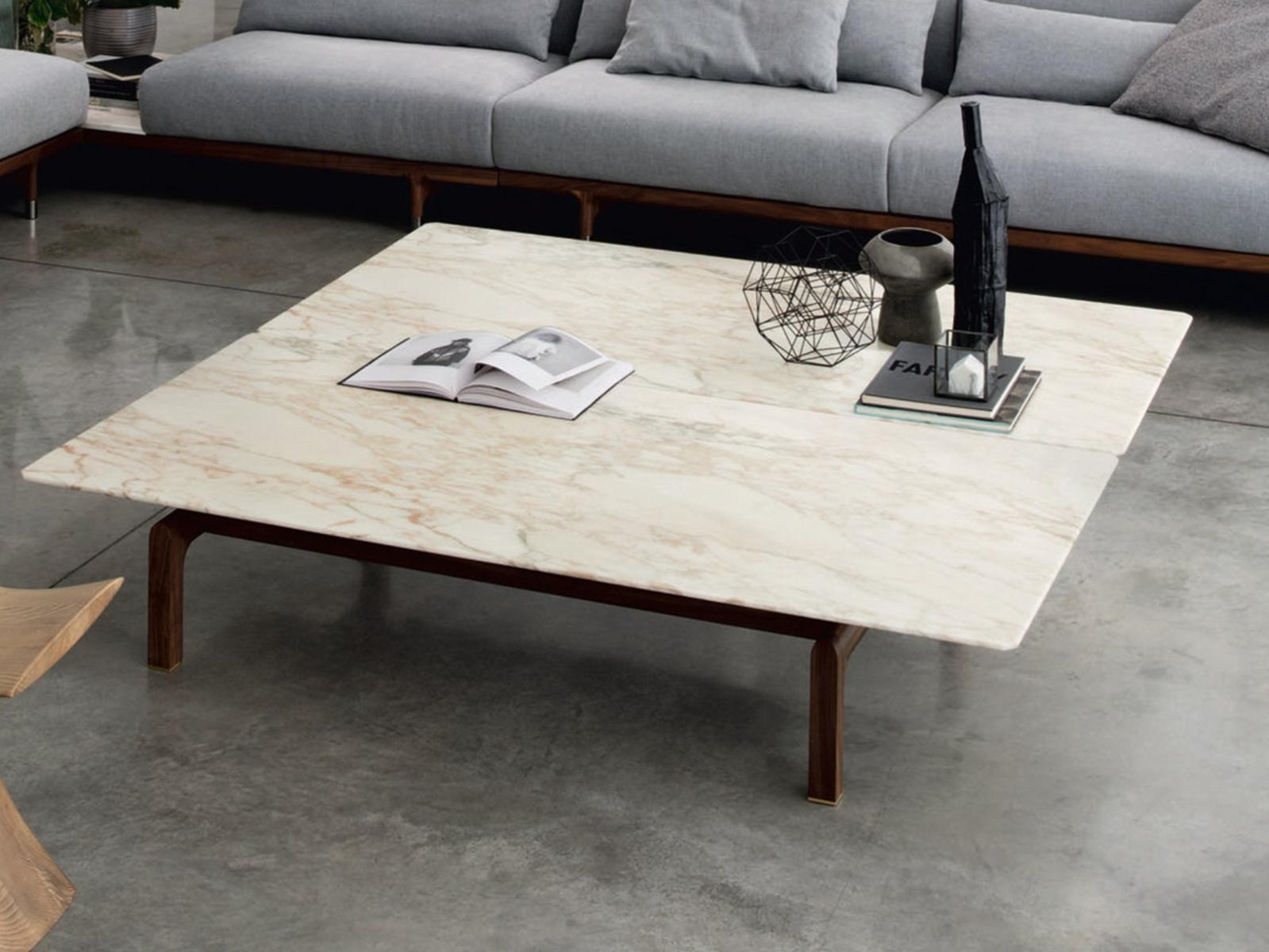 Rectangular marble coffee table for living room | Quay by Porada