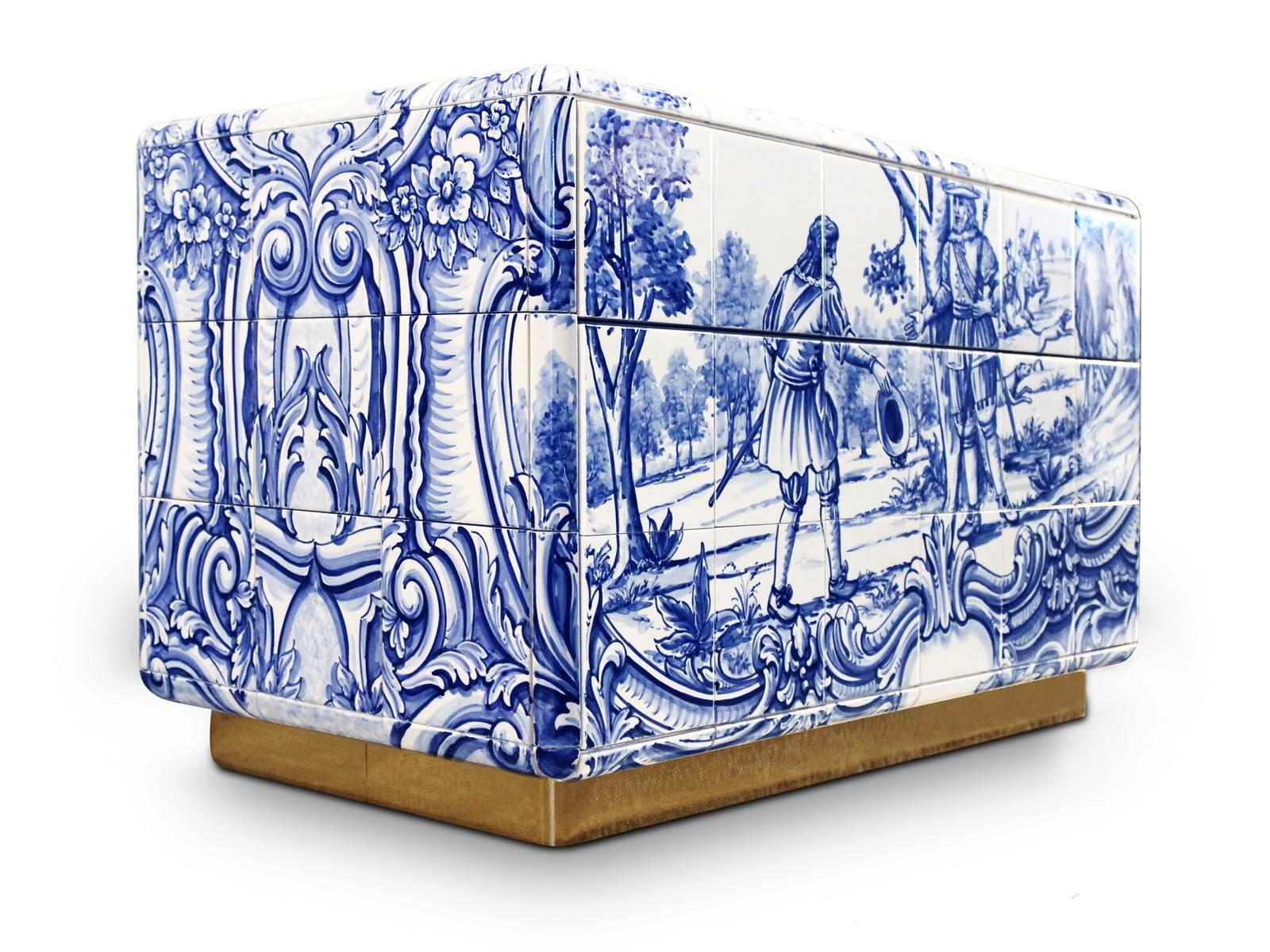 Rectangular Ceramic materials bedside table with drawers | Heritage by Boca Do Lobo