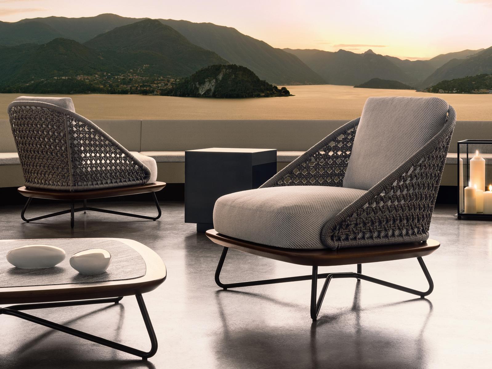 Steel and wood armchair | Rivera Armchair by Minotti