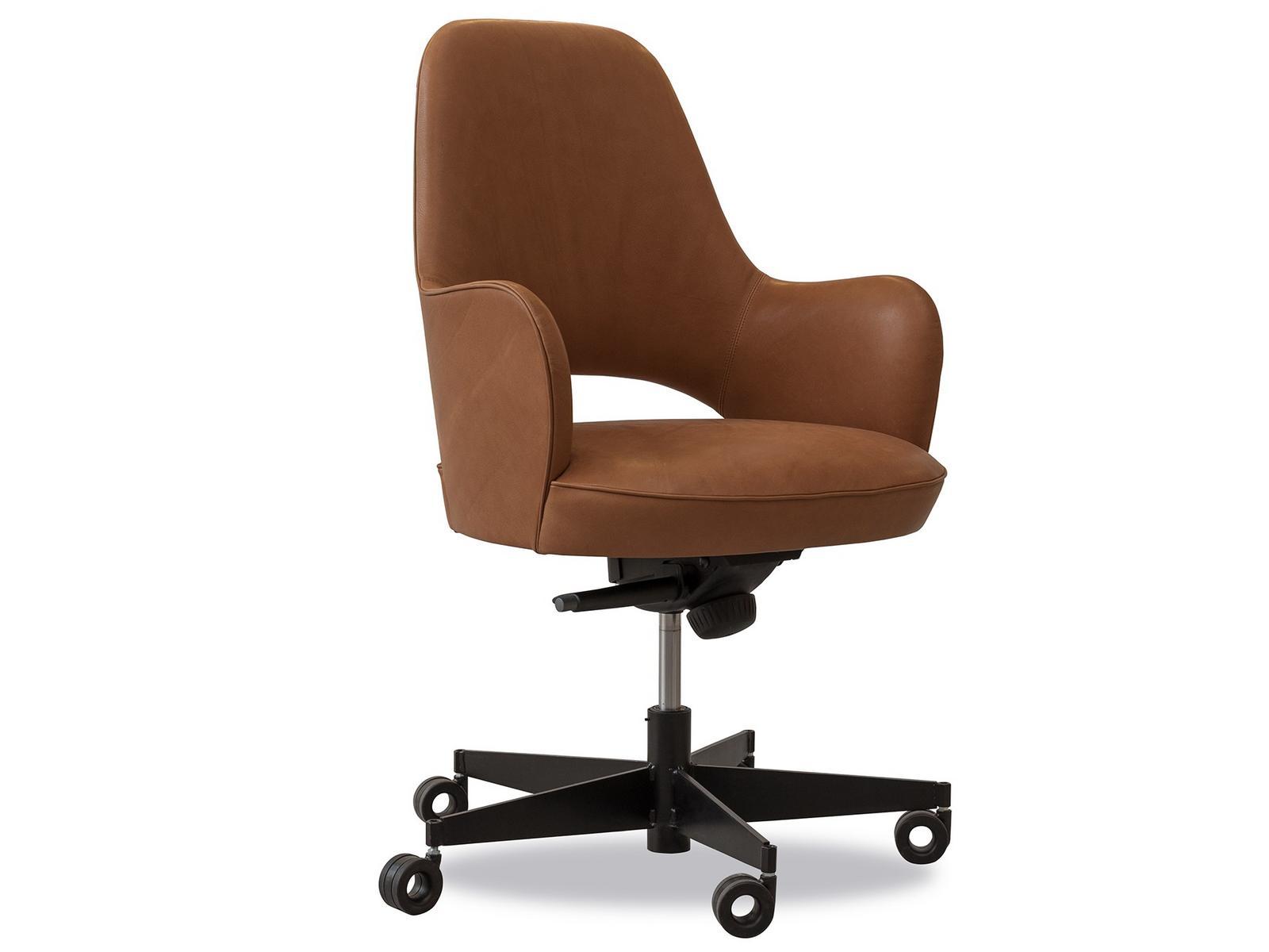 Height-adjustable leather office chair with castors | Colette Office by Baxter