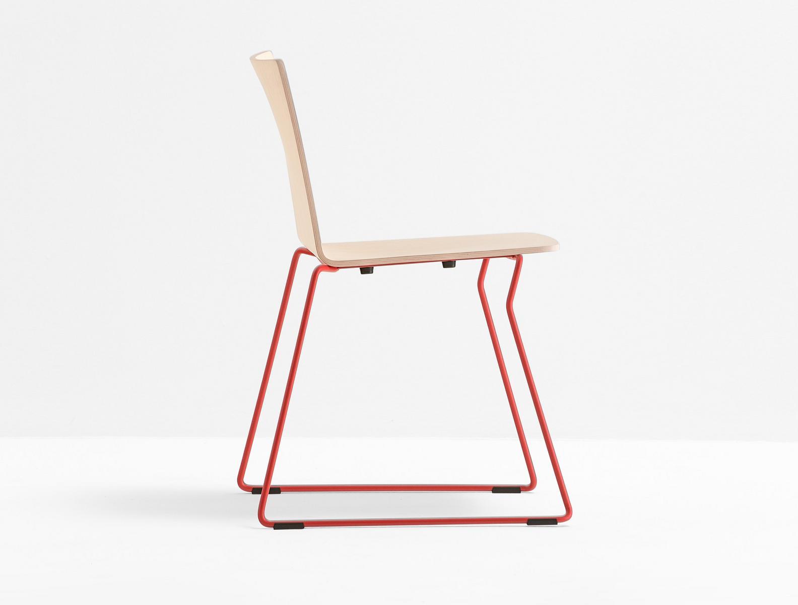 Sled base stackable multi-layer wood chair | Osaka Metal 5714 by Pedrali