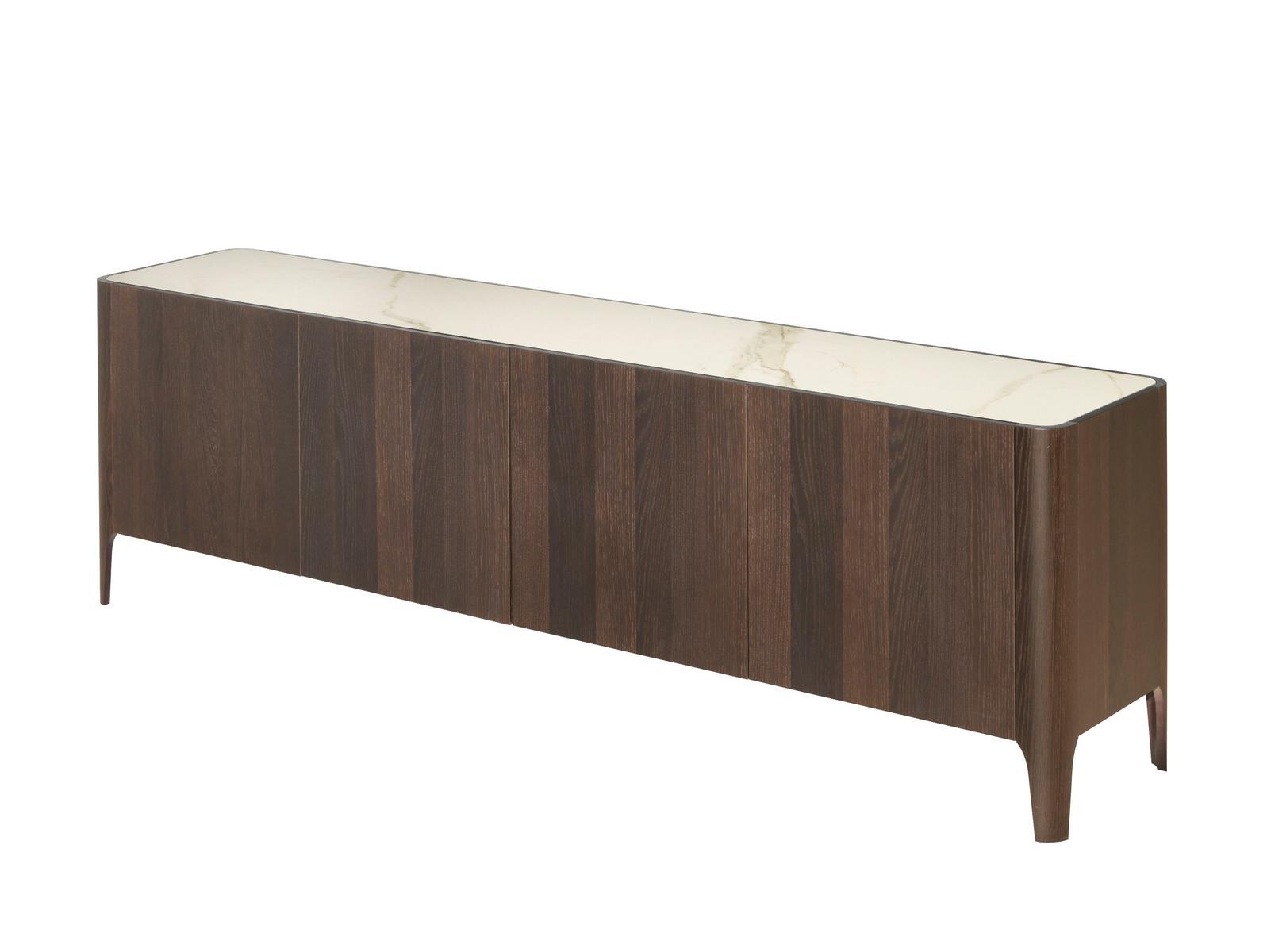 Thermo-treated coke oak sideboard with doors | Cross by Riflessi